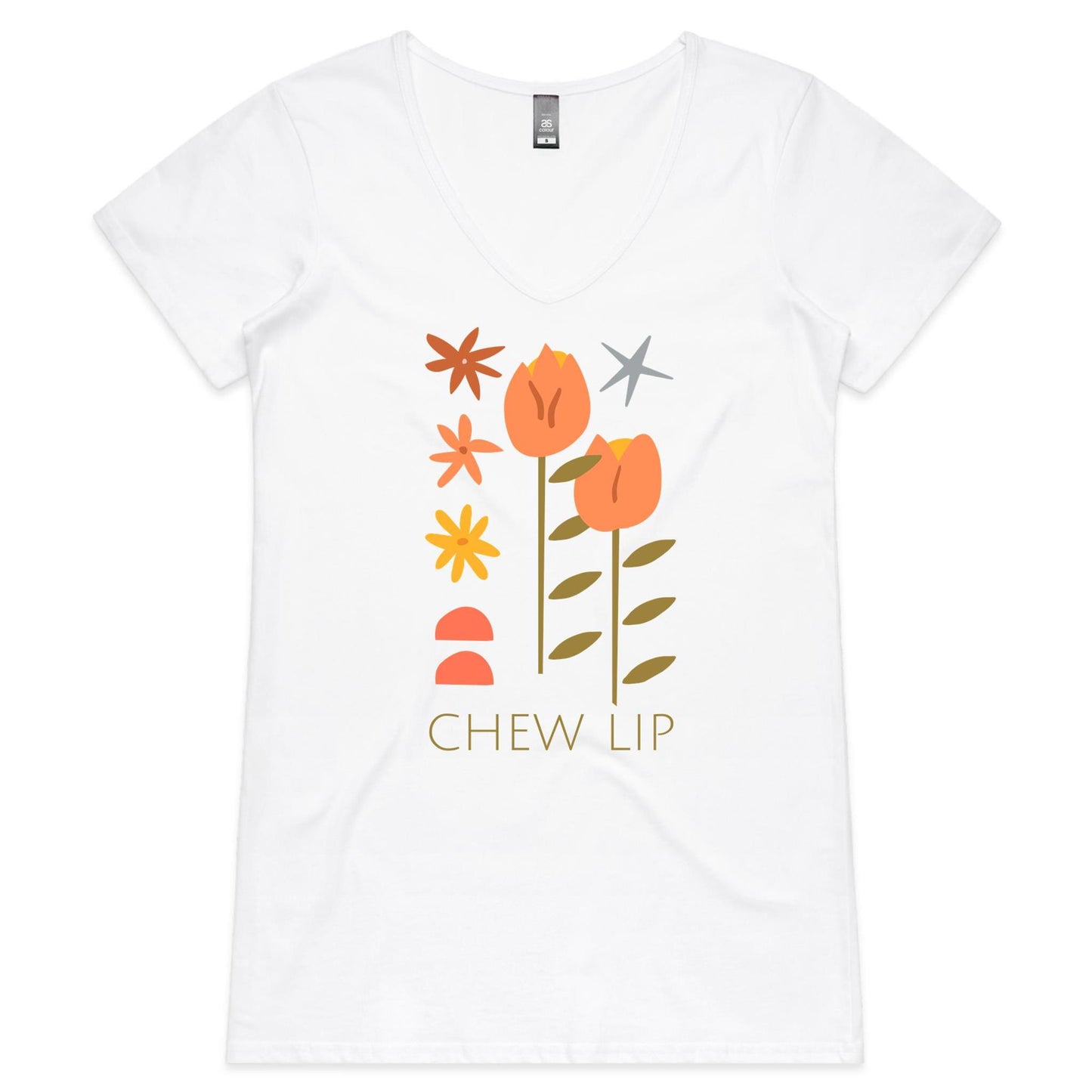 Chew Lip Womens Vee Neck Tee