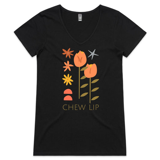 Chew Lip Womens Vee Neck Tee