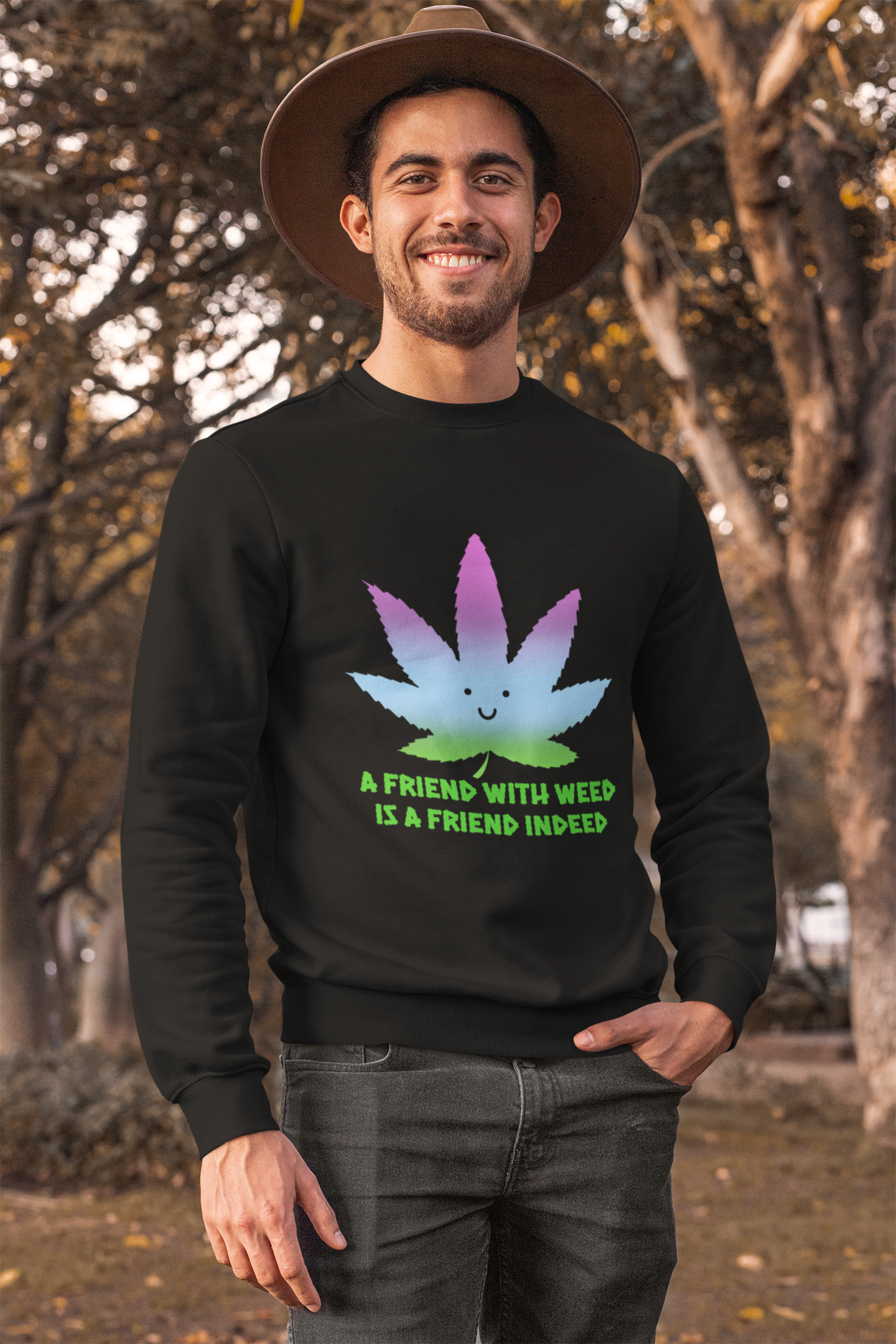 A Friend With Weed Mens Crew Neck Jumper